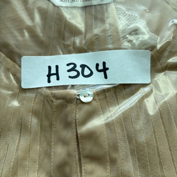 Soft Surroundings Sheer Mesh Embroidered Pleated Tunic Top Beige Size 1X H304 - Picture 8 of 8